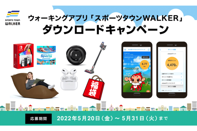 「スポーツタウンWALKER」アプリダウンロードキャンペーン